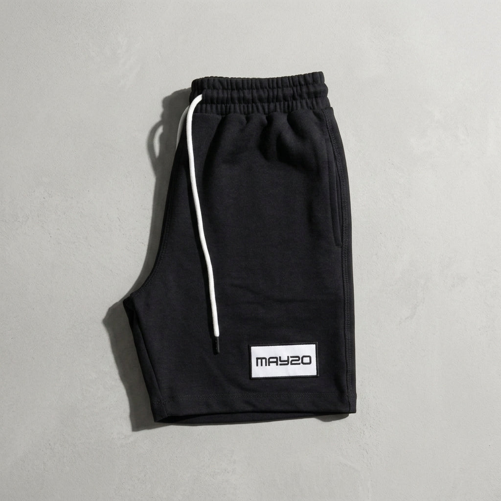 MAY20 shorts in black, folded