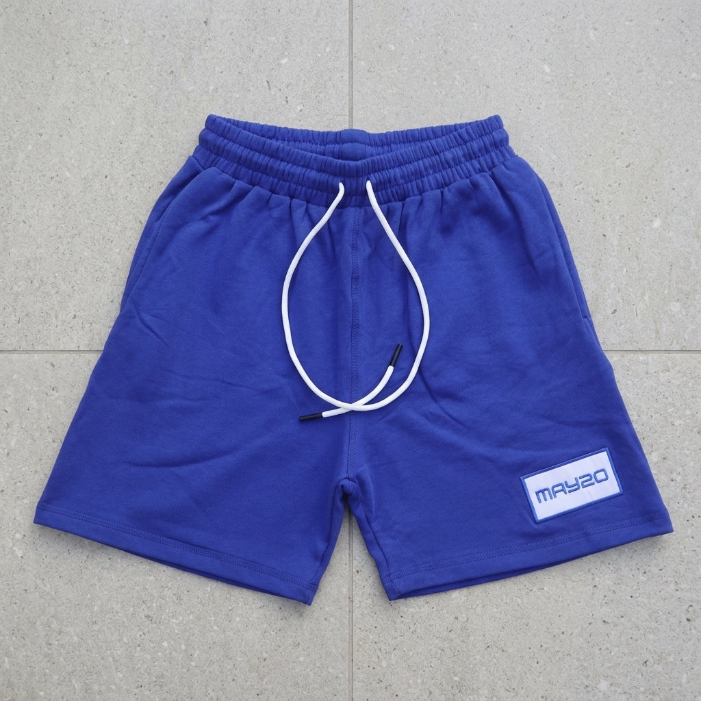 MAY20 shorts in royal blue, front view
