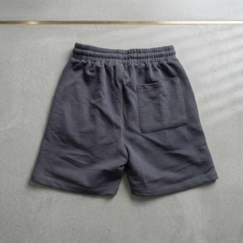 MAY20 shorts in charcoal, back view