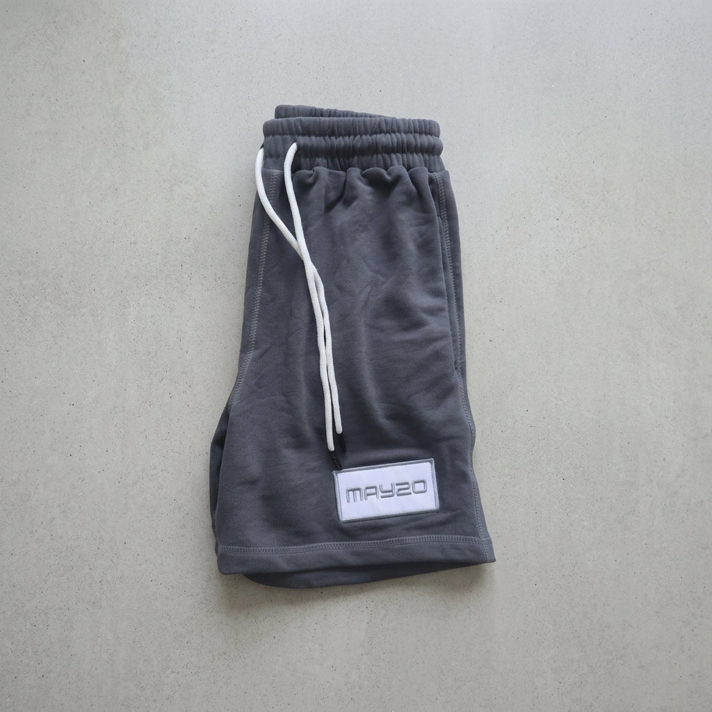 MAY20 shorts in charcoal, folded