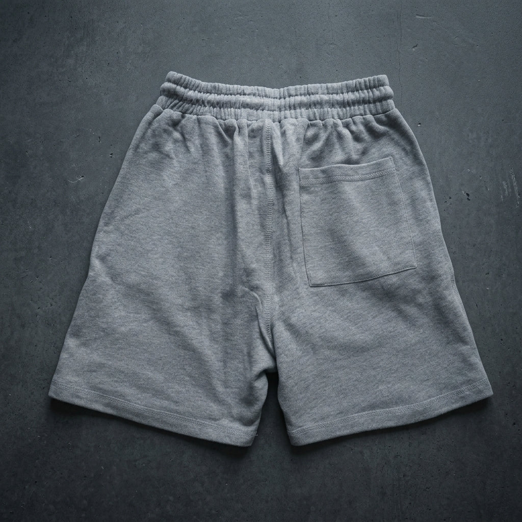 MAY20 shorts in heather grey, back view