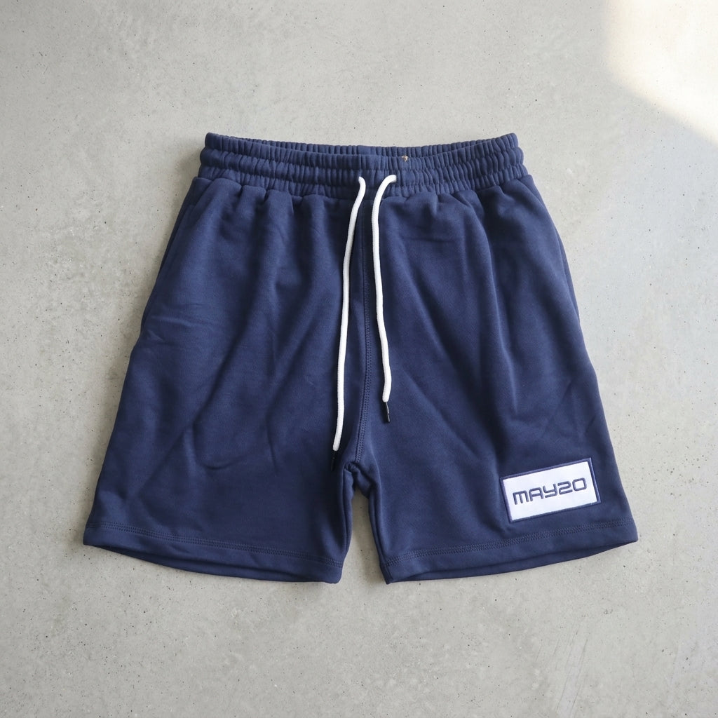 MAY20 shorts in navy, front view