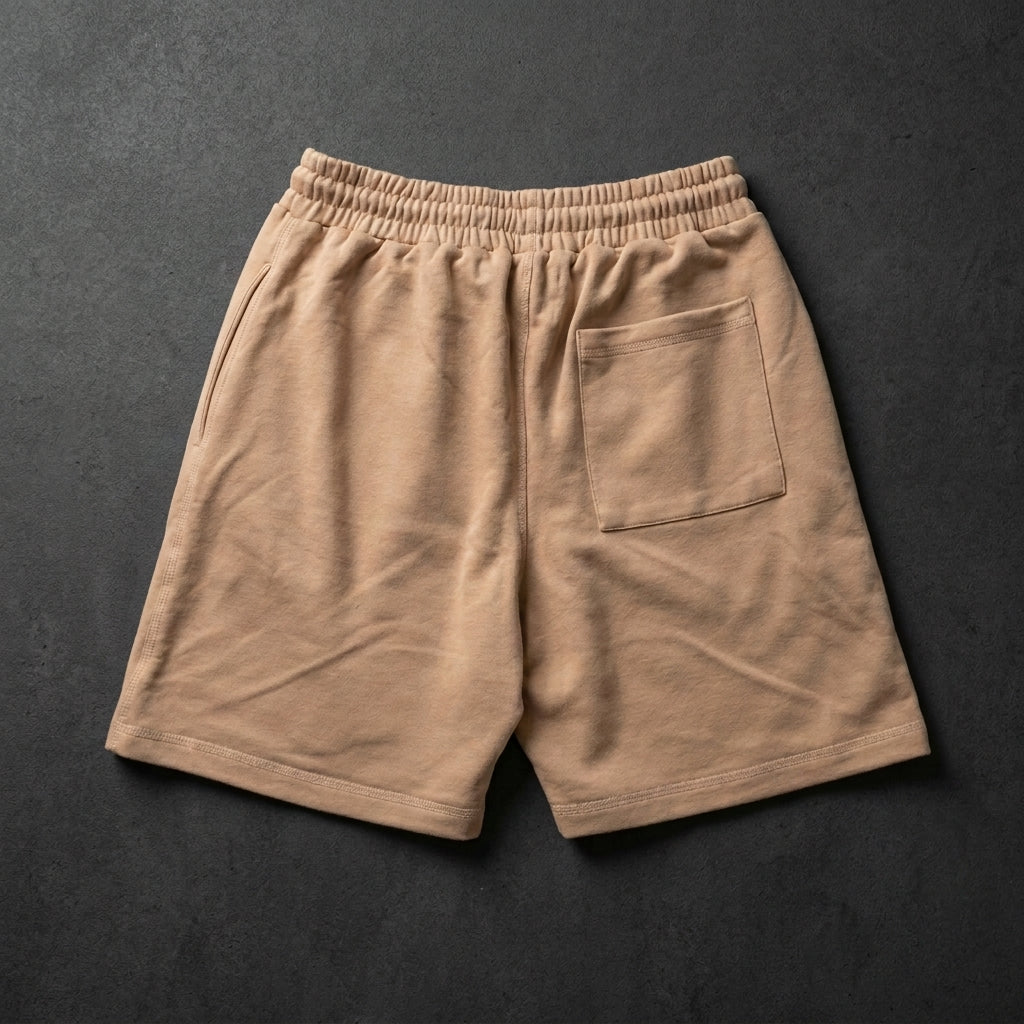 MAY20 shorts in tan, back view