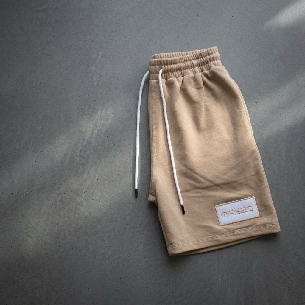 MAY20 shorts in tan, folded