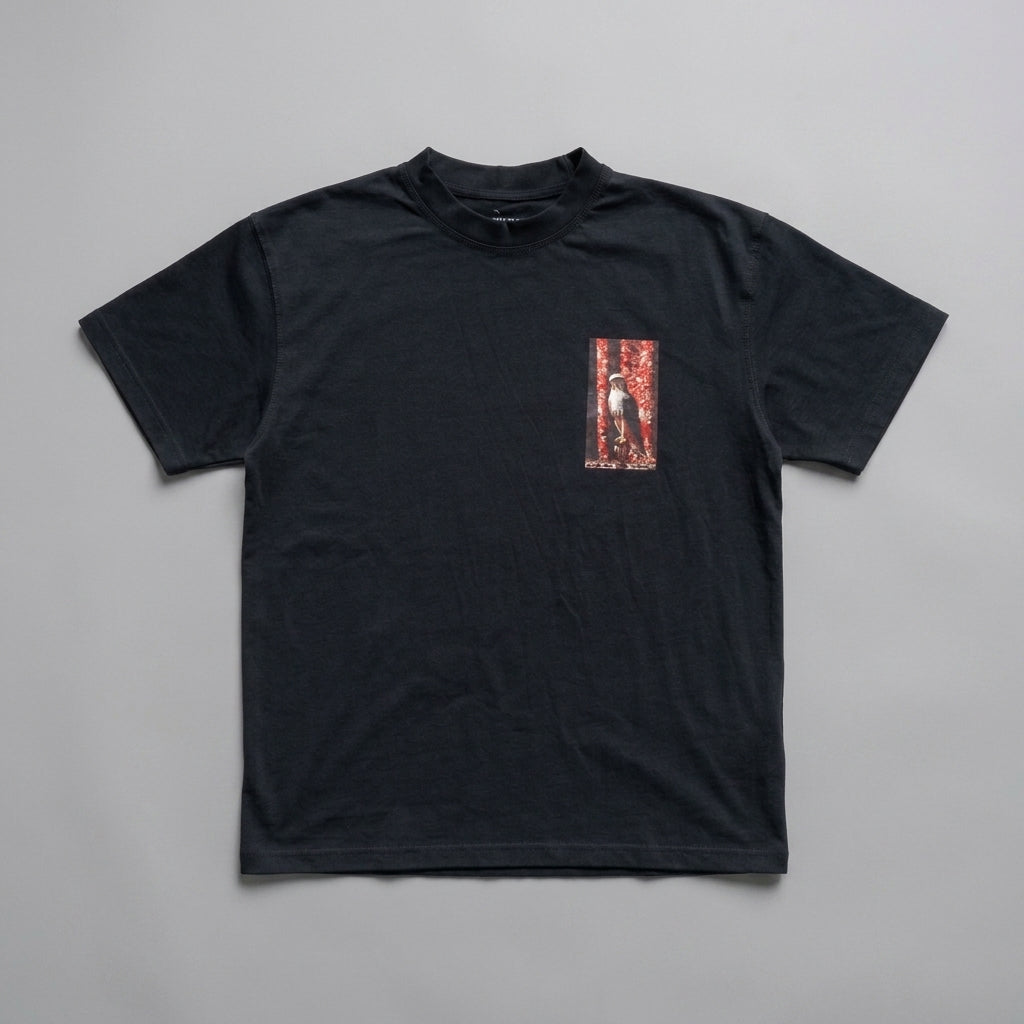 The Falconer tee in black, front