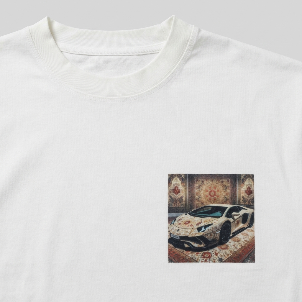 Woven Speed tee in white, chest print detail