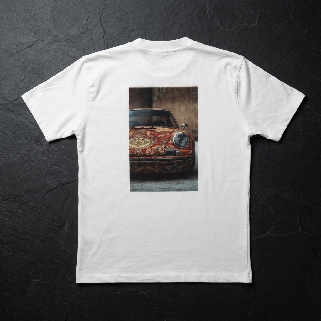Sunday Driver tee in white, back print